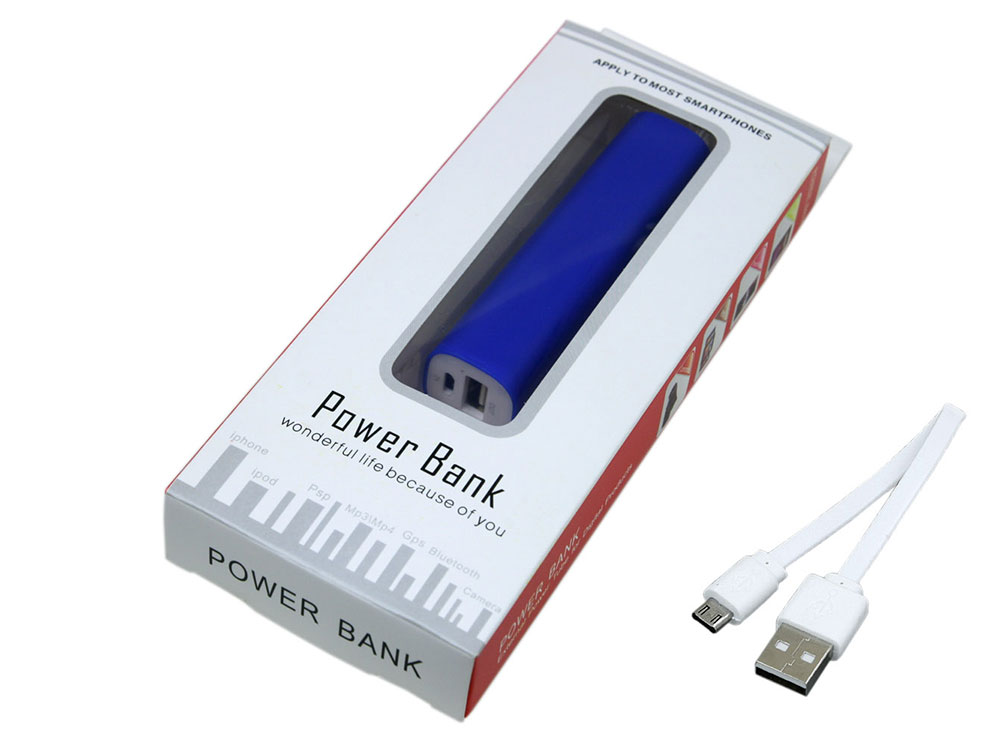 PB030 Универсальное зарядное устройство power bank  прямоугольной формы. 2600MAH. Синий