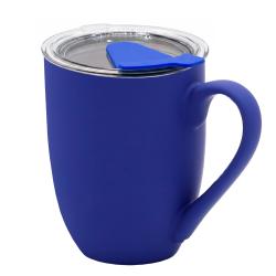 Кружка с крышкой Velvet Duo, софт-тач, тёмно-синяя