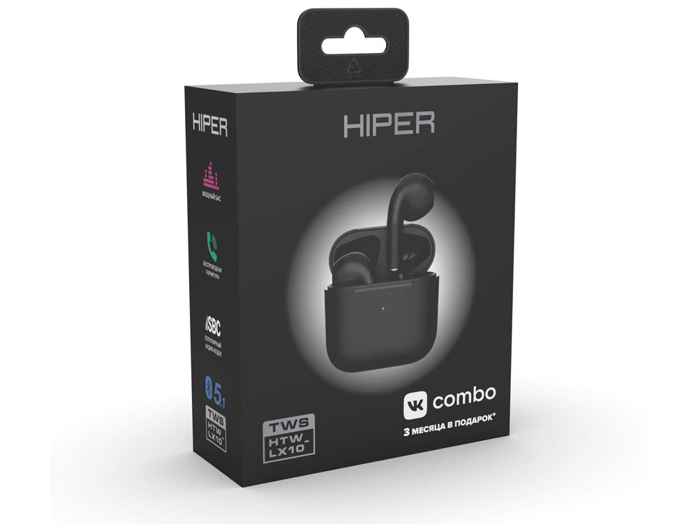 Беспроводные наушники HIPER TWS Lazo X10 Black (HTW-LX10) Bluetooth 5.1 гарнитура, Черный