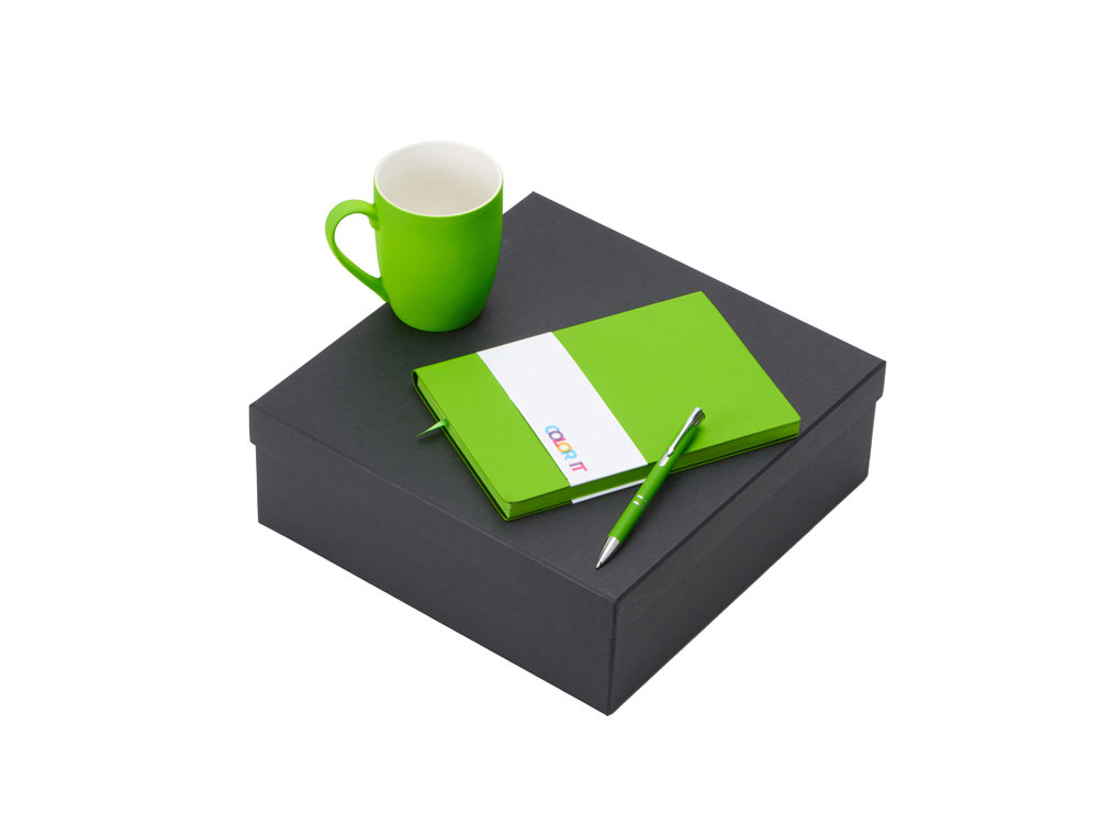 Подарочный набор с блокнотом С1, металлической ручкой и кружкой, зеленое яблоко Подарочный набор с блокнотом С1, металлической ручкой и кружкой, зеленое яблоко