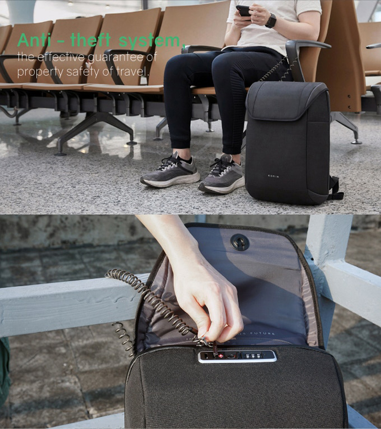 Рюкзак KORIN ClickPack X 45х32х15,5 см, с клапаном, черный