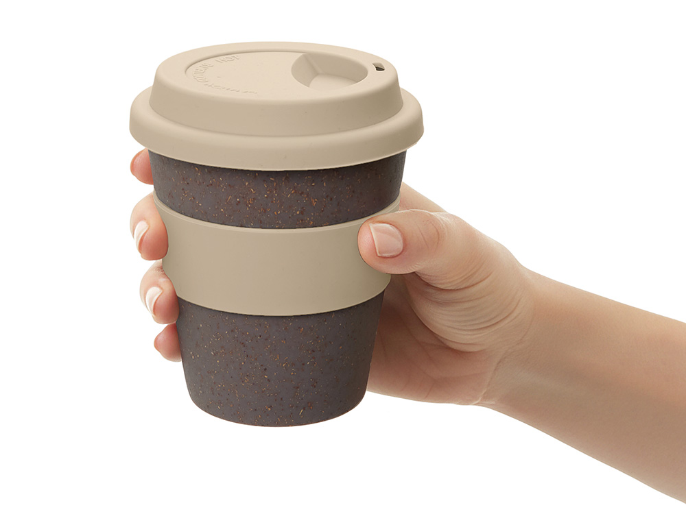 Стакан с силиконовой крышкой Cafe, beige