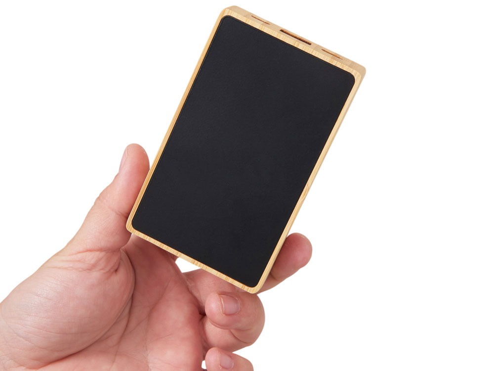 Внешний аккумулятор с подсветкой лого Reedia S2, 5000 mAh, бамбук, черный