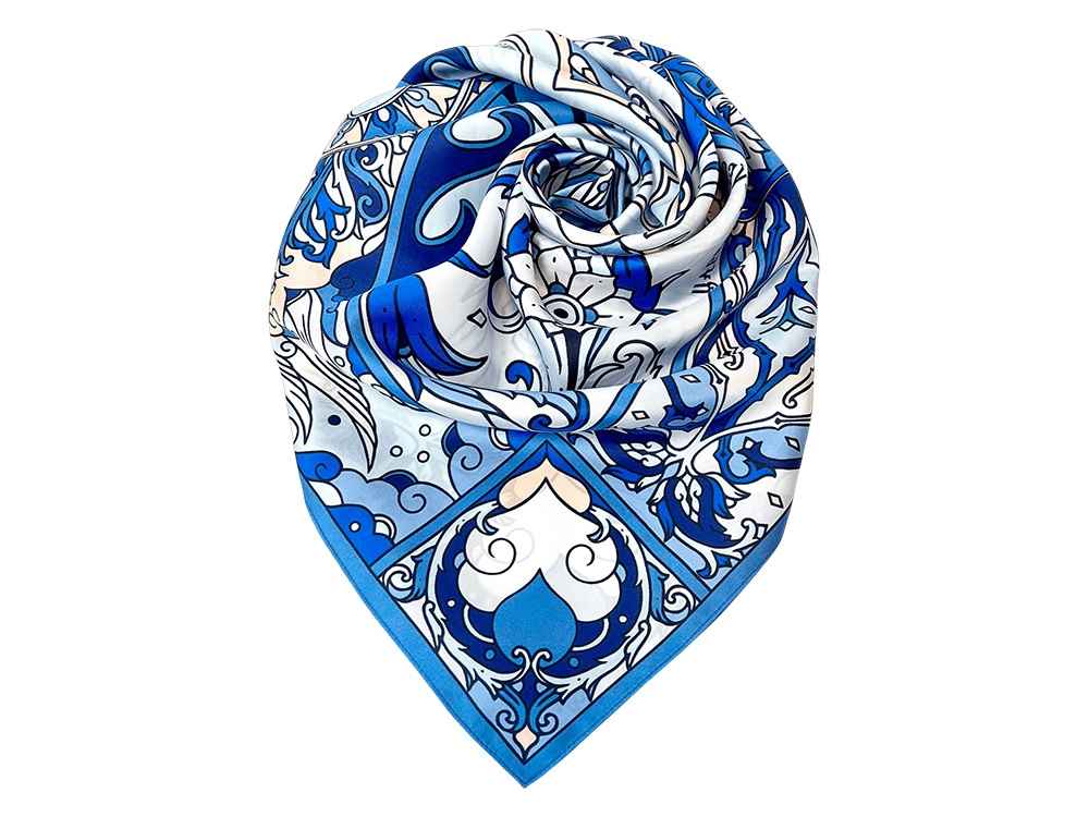 Платок Царевна-Лебедь 100% шелк, синий Платок Царевна-Лебедь 100% шелк, синий