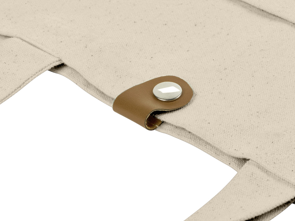 Сумка Clip из хлопка 340 г/м2 с застежкой из экокожи, натуральный