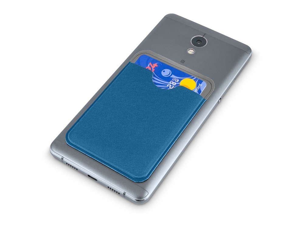 Чехол-картхолдер Favor на клеевой основе на телефон для пластиковых карт и и карт доступа, синий