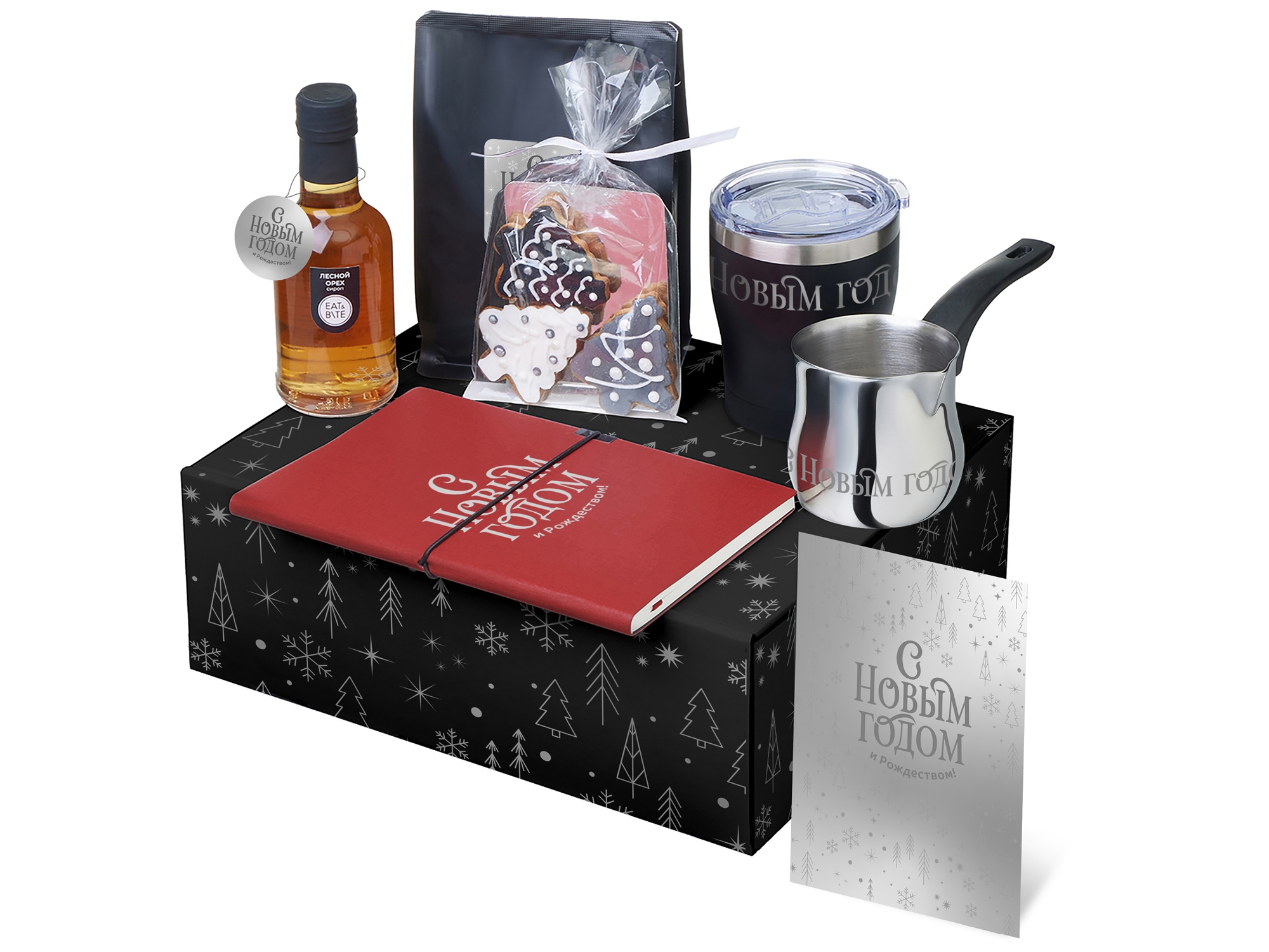 Подарочный набор с туркой, кофе и термокружкой, красный