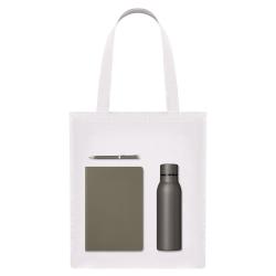 Подарочный набор Medium, серый (шоппер, ежедневник, ручка, термобутылка)