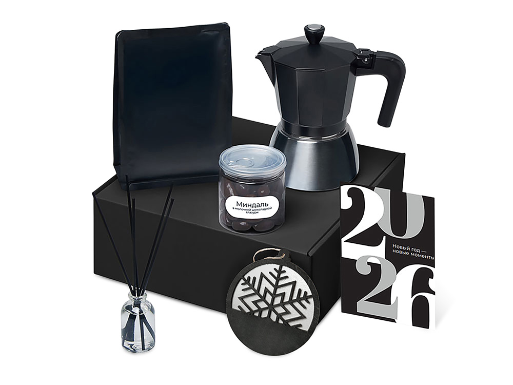 Подарочный набор с гейзерной кофеваркой, кофе и диффузором