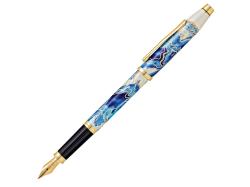 Перьевая ручка Cross Wanderlust Malta, перо тонкое F, белый, синий