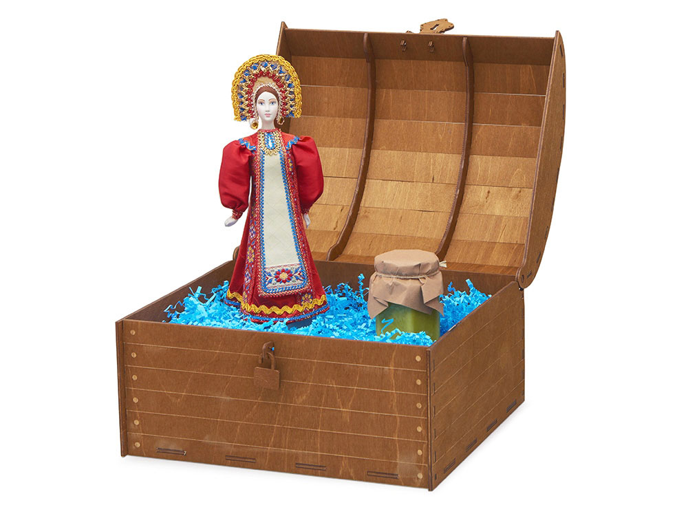 Подарочный набор: кукла фарфоровая, крем-мед, красный