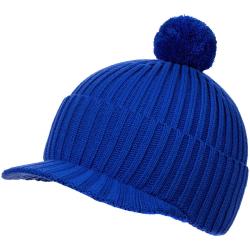 Вязаная шапка с козырьком Peaky, синяя (василек) Вязаная шапка с козырьком Peaky, синяя (василек)
