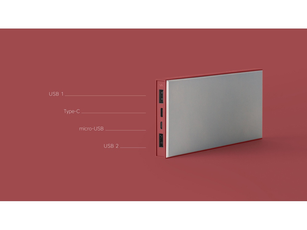 Внешний аккумулятор Rombica NEO ARIA Claret, 10000 мАч, Soft-touch, PD, QCharge, Type-C, бордовый (Р)