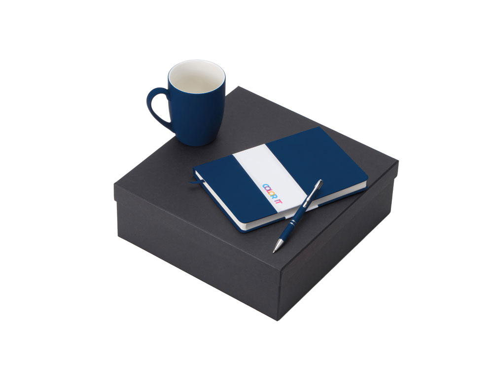 Подарочный набор с блокнотом С3, металлической ручкой и кружкой, темно-синий Подарочный набор с блокнотом С3, металлической ручкой и кружкой, темно-синий