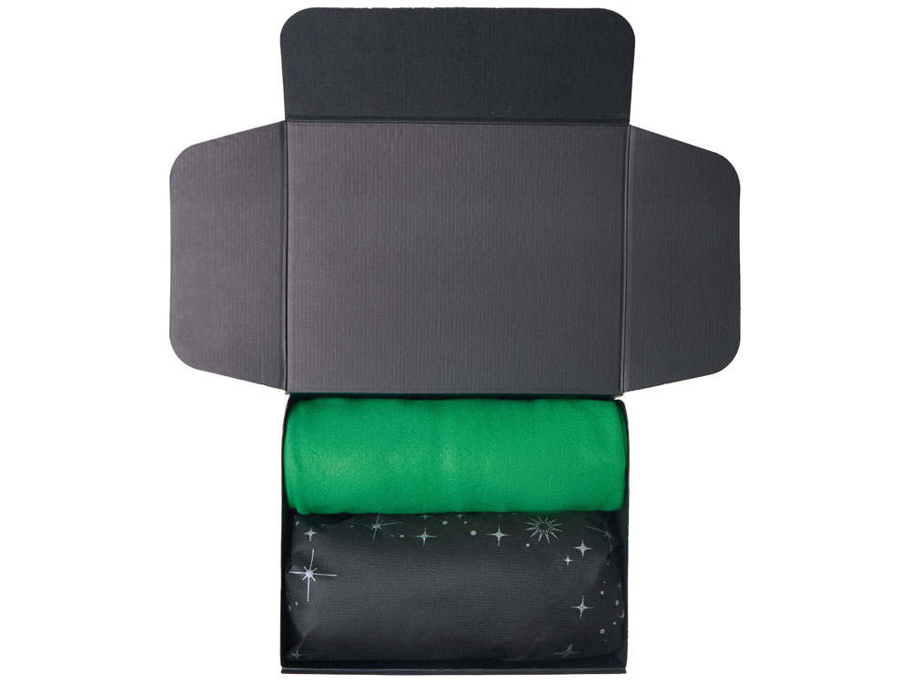 Подарочный набор с пледом, свечой и диффузором, зеленый