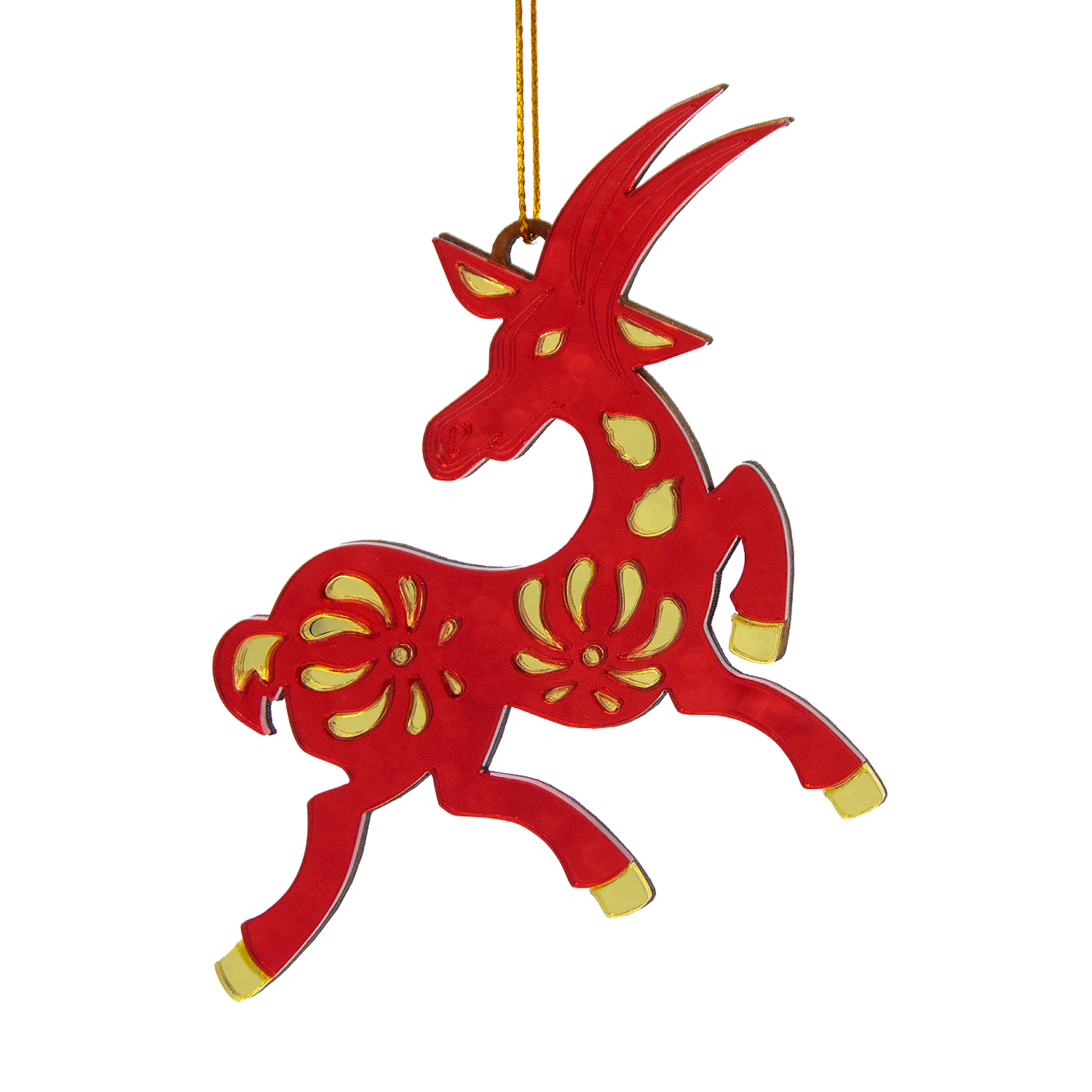 Ёлочная игрушка Коза (красный с золотом) Ёлочная игрушка Коза (красный с золотом)
