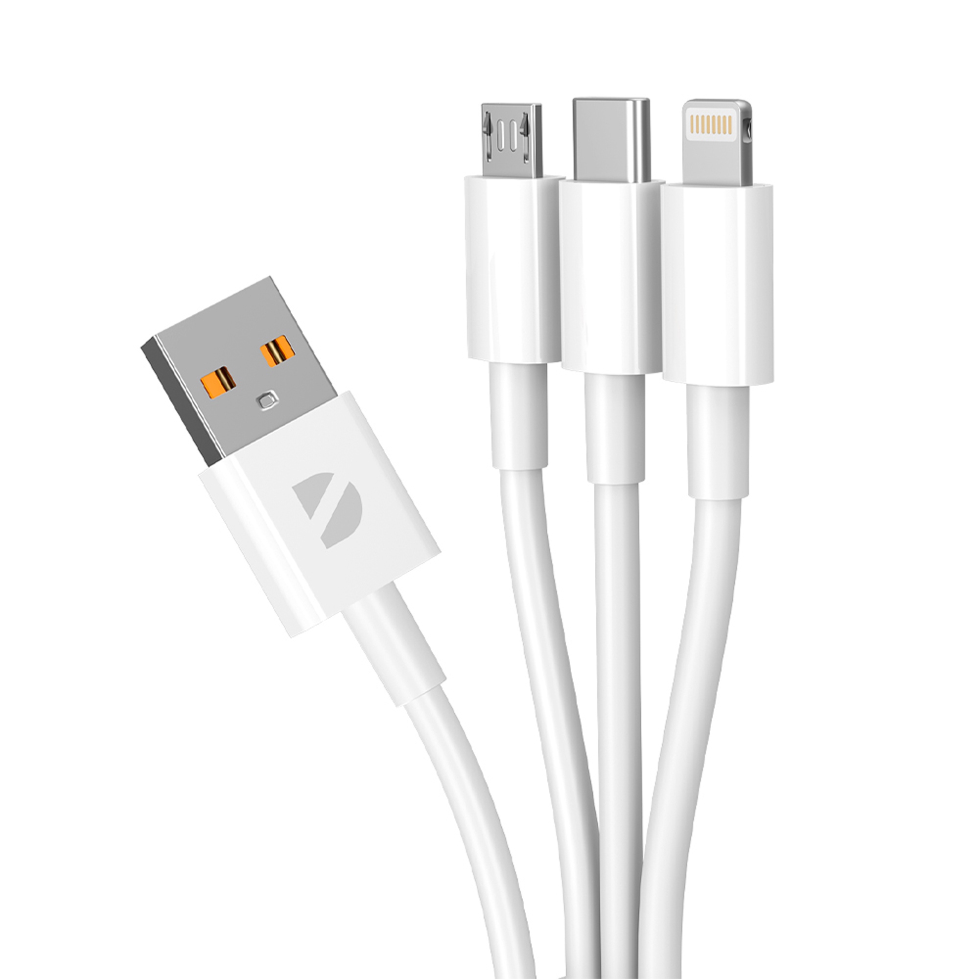 Дата-кабель 3 в 1: micro USB, USB-C, Ligthning, 1.2м, белый, Deppa
