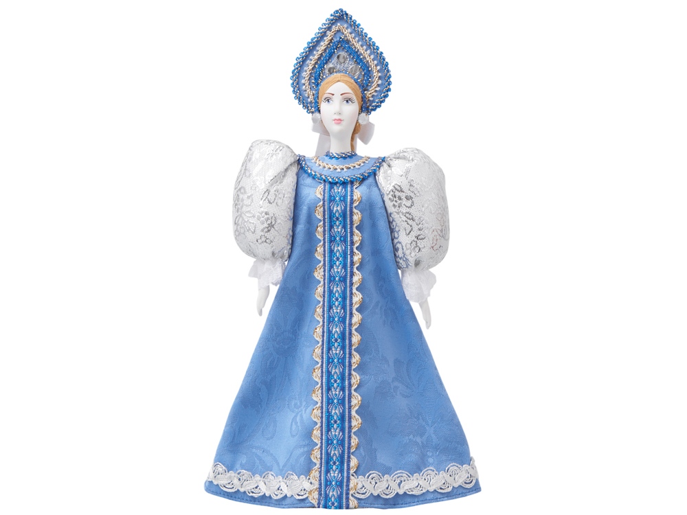 Подарочный набор: кукла фарфоровая, чай Малина с мятой, голубой