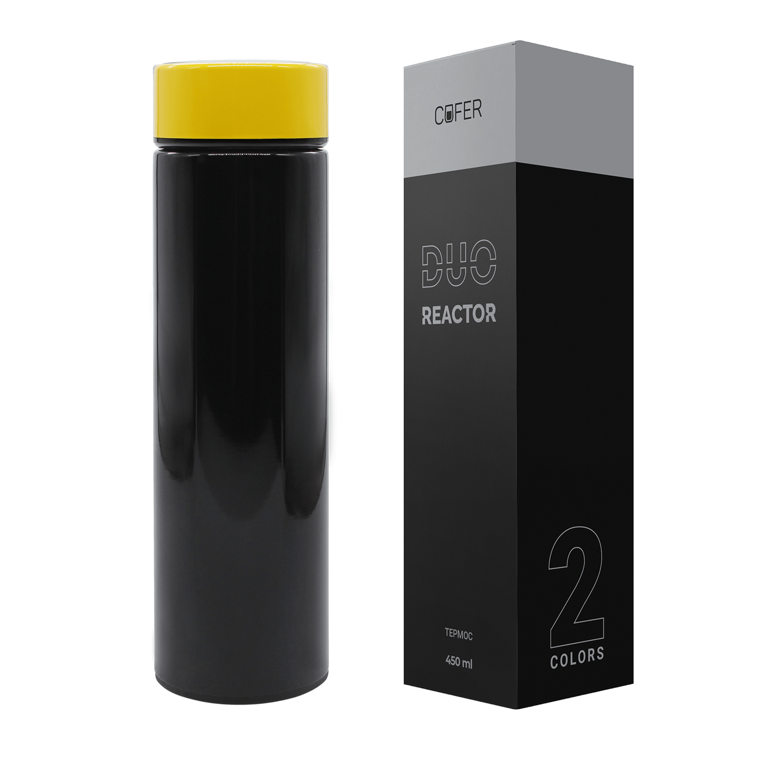 Термос Reactor duo black с датчиком температуры (черный с желтым)