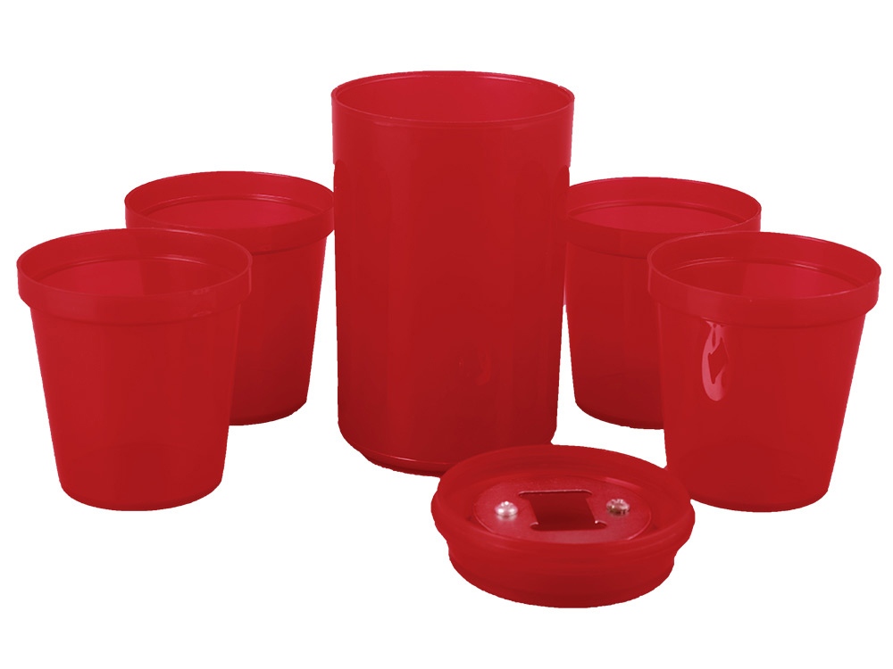 Набор Plastglass: 4 стакана с открывалкой, красный