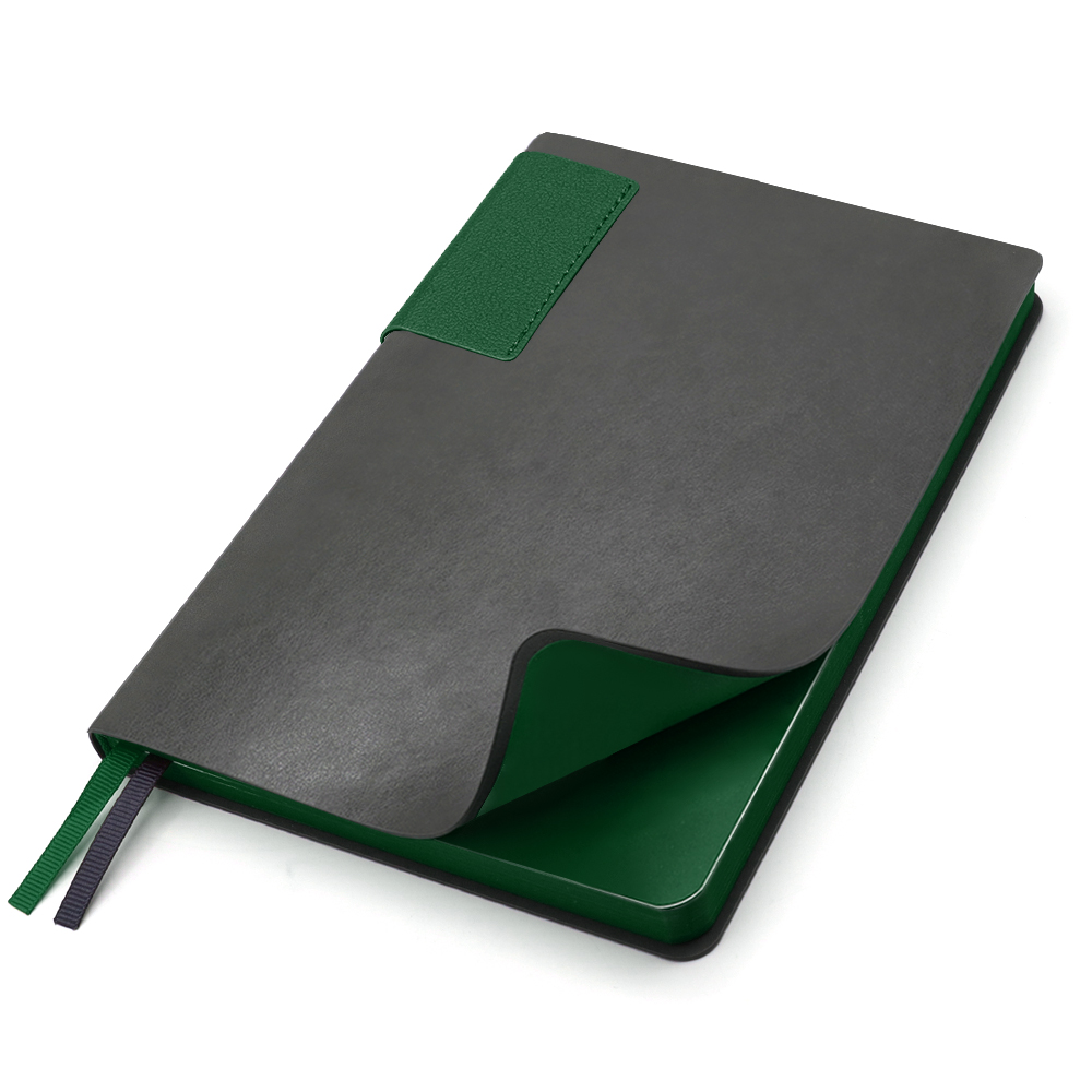 Ежедневник A5 недатированный Molfetta в мягком переплёте, серый/тёмно-зеленый