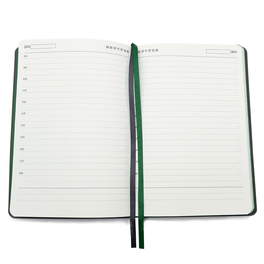 Ежедневник A5 недатированный Molfetta в мягком переплёте, серый/тёмно-зеленый