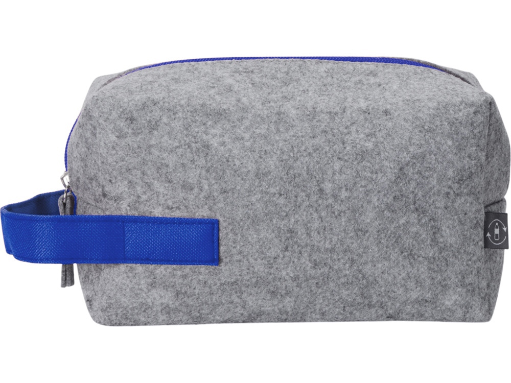Органайзер для электроники и проводов Felt из RPET-фетра с ручкой, серый с синим