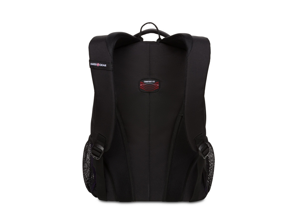 Рюкзак SWISSGEAR, чёрный/фиолетовый/серебристый, полиэстер 600D, 32х15х45 см, 22 л