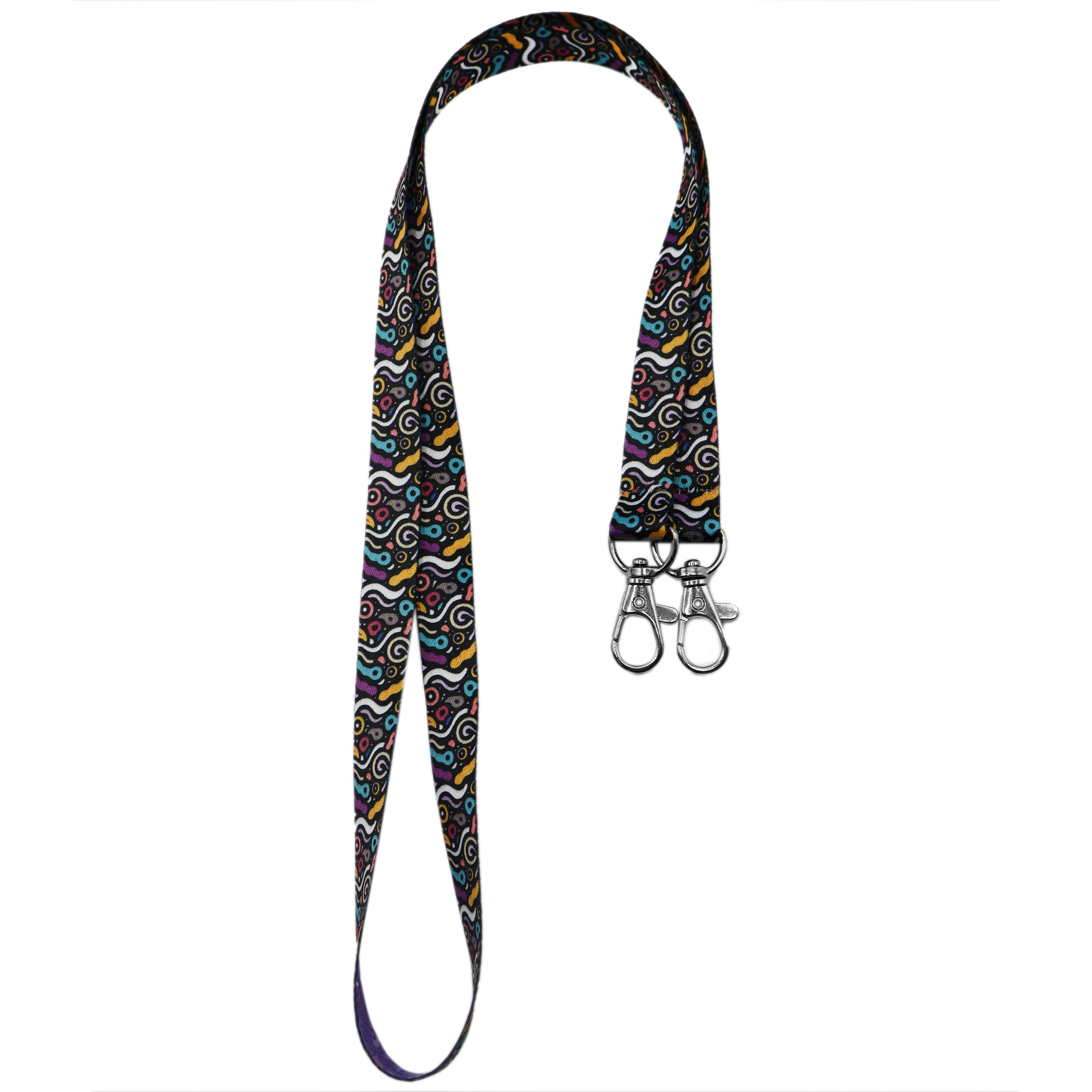 Ланъярд полноцветный Эл с двумя карабинами, 15 мм