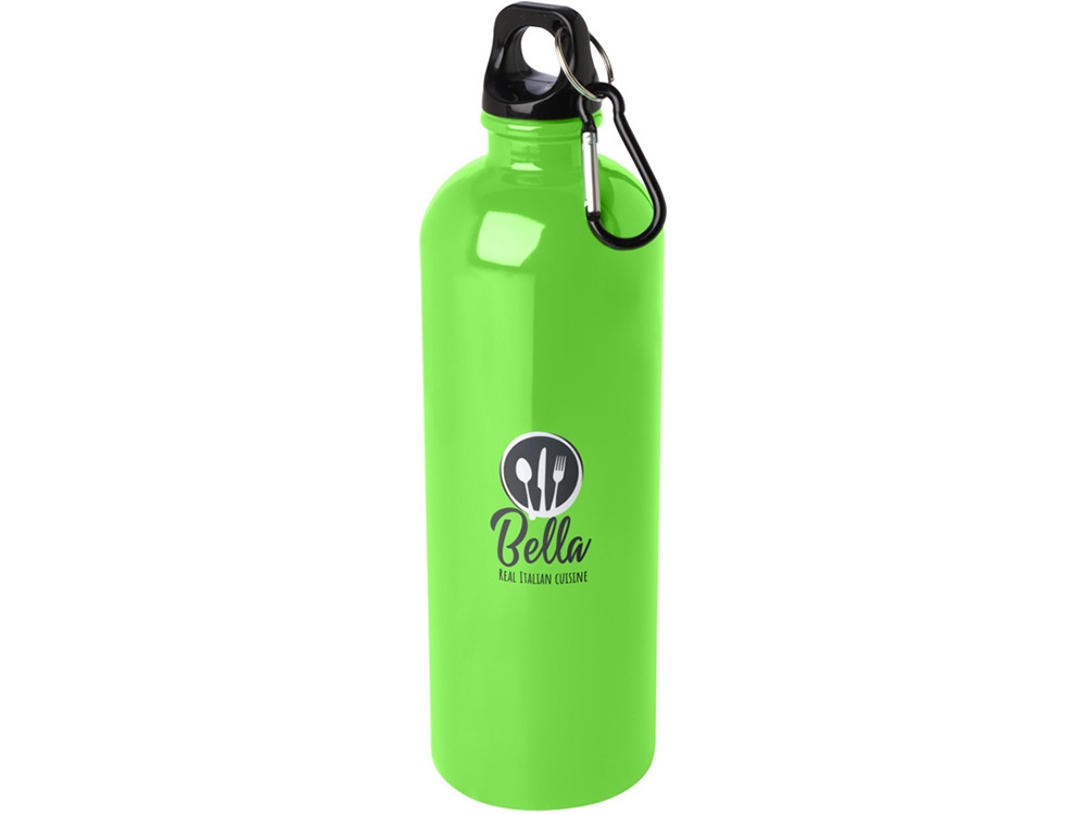 Одностенная бутылка для воды с карабином Oregon, изготовленная из нержавеющей стали, сертифицированной по стандарту RCS, объемом 750 мл - Зеленое яблоко
