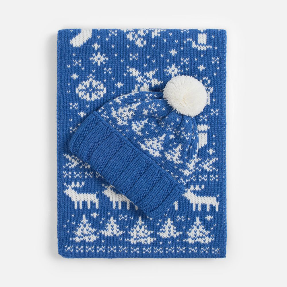 Шарф Holidale, синий с молочным