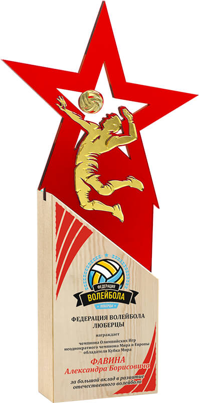 Акриловая награда с УФ печатью волейбол