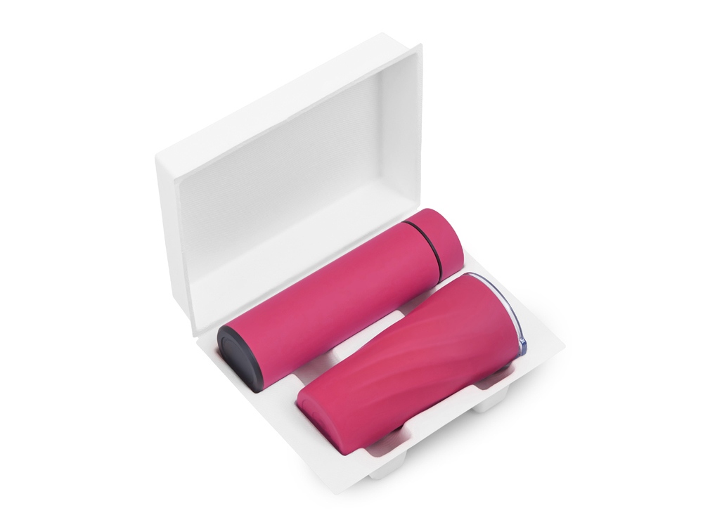 Подарочный набор FAMILY с термосом и термокружкой, розовый