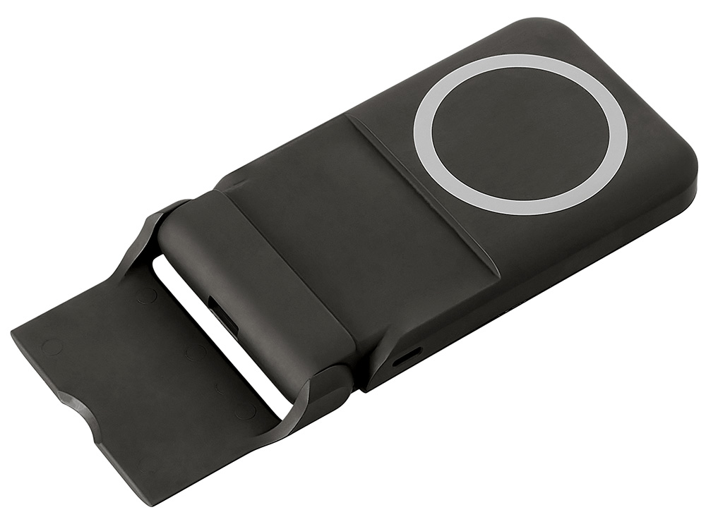 Беспроводной внешний аккумулятор с подсветкой лого и подставкой Magflash, 10000 мАч, 15 Вт, черный