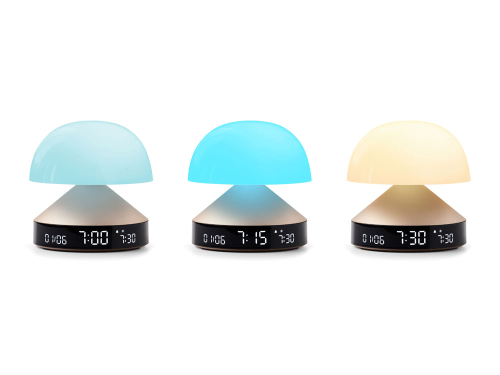 Светильник с часами и световым будильником Mina Sunrise, золотистый