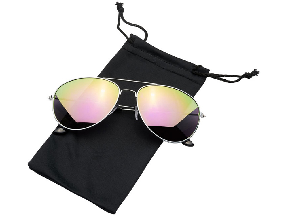 Солнечные очки Aviator с цветными зеркальными линзами, зеленый