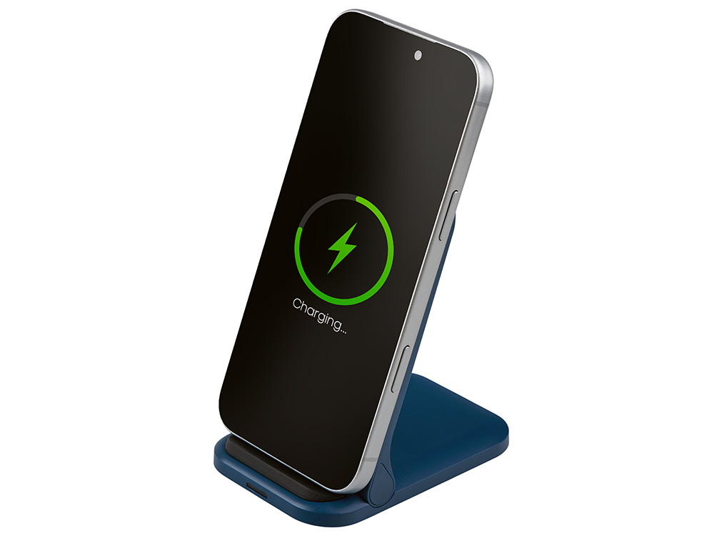 Беспроводное зарядное устройство Foldy, 15 Вт, темно-синий