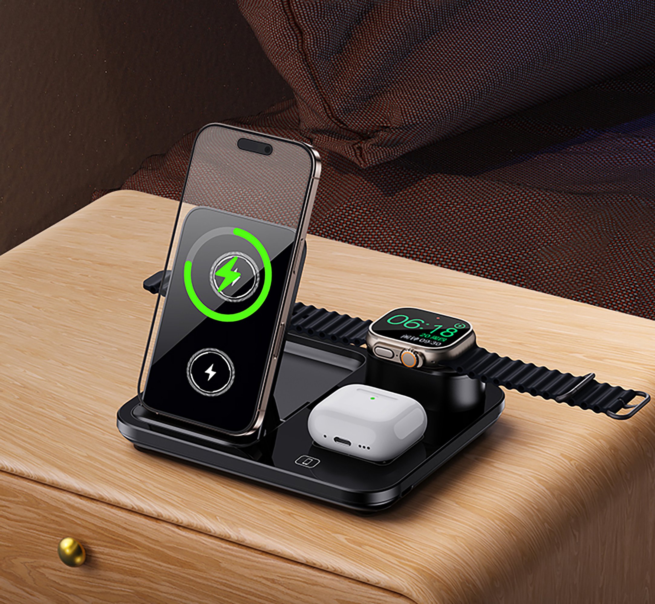 Беспроводная (15W) зарядная станция "Lift" с сенсорным подъёмным механизмом Беспроводная (15W) зарядная станция "Lift" с сенсорным подъёмным механизмом