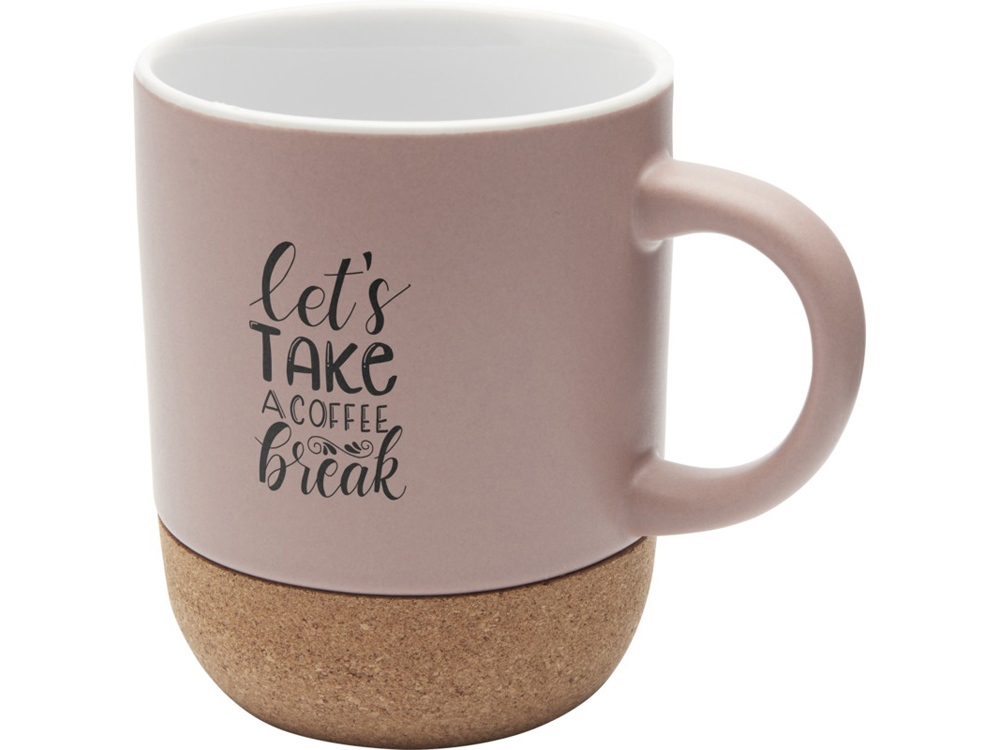 Billie керамическая кружка объемом 300 мл с пробковыми деталями и матовой отделкой, пыльно-розовый