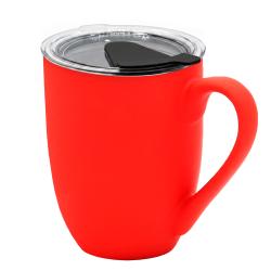 Кружка с крышкой Velvet Duo, софт-тач, красная/чёрная