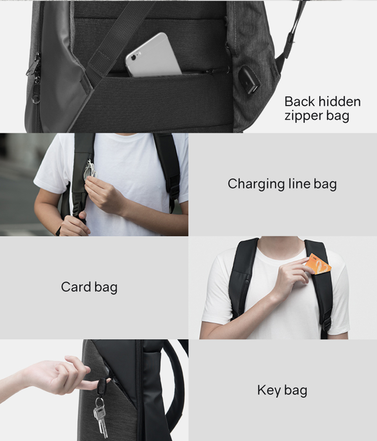 Рюкзак KORIN ClickPack 46х34х16 см, черный/серый