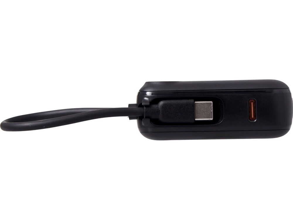 Внешний аккумулятор со встроенным кабелем Liri, QC/PD, 10000 мАч, черный