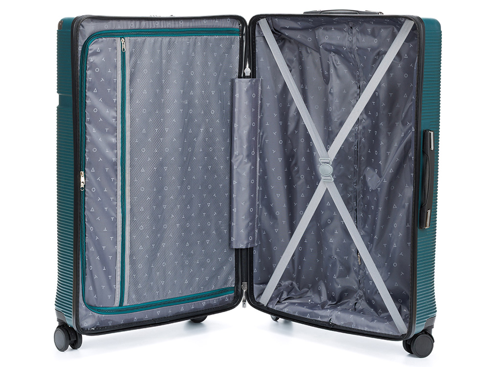 Чемодан TORBER Onego, зелёный, ABS-пластик, 79,5 х 51 х 29 см, 103 л