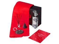 Подарочный набор с пледом, свечой и диффузором, красный