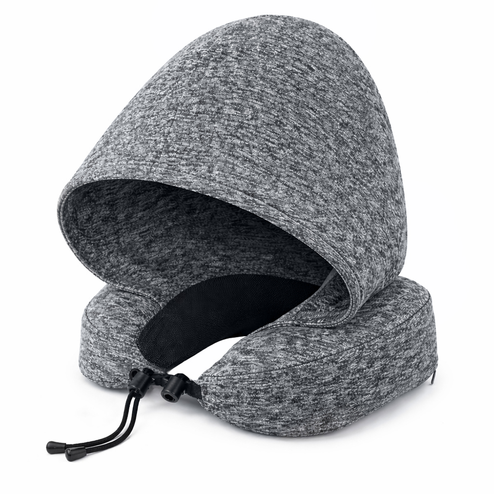 Подушка для путешествий с капюшоном Shon, тёмно-серая