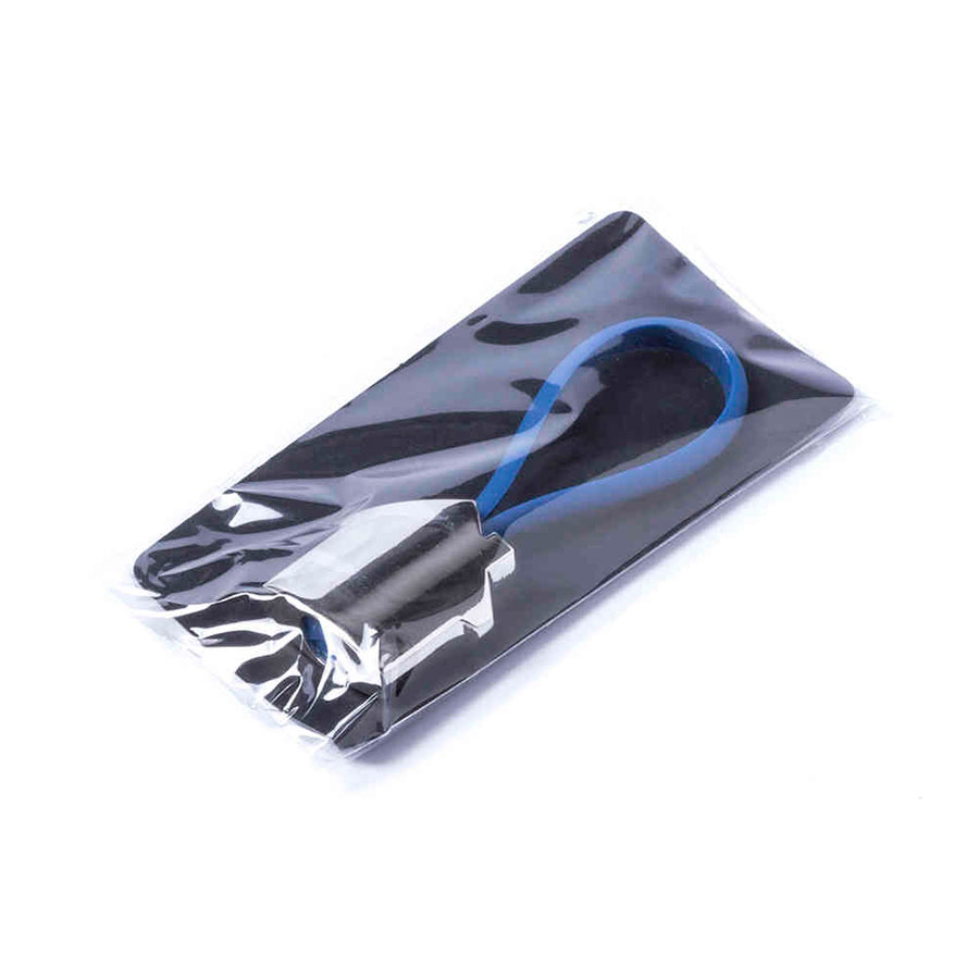 Брелок BOLKY, металл/силикон, серебристый c синим, 2,8х2,7х1 см