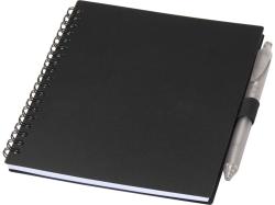 Набор Niove из блокнота из переработанного пластика в мягкой обложке и шариковой ручки (синие чернила) - Черный