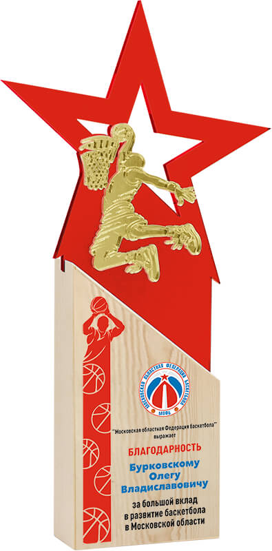 Акриловая награда с УФ печатью баскетбол