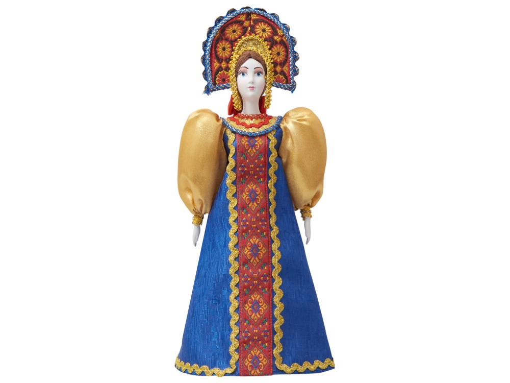 Подарочный набор: кукла фарфоровая, мед, синий