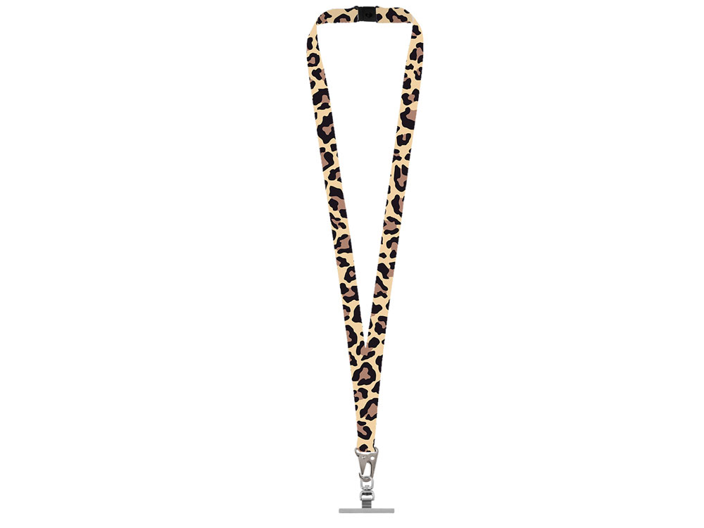 Ланъярд 2,5 см под сублимацию с большим карабином, замком обрыва и металлическим держателем для телефона